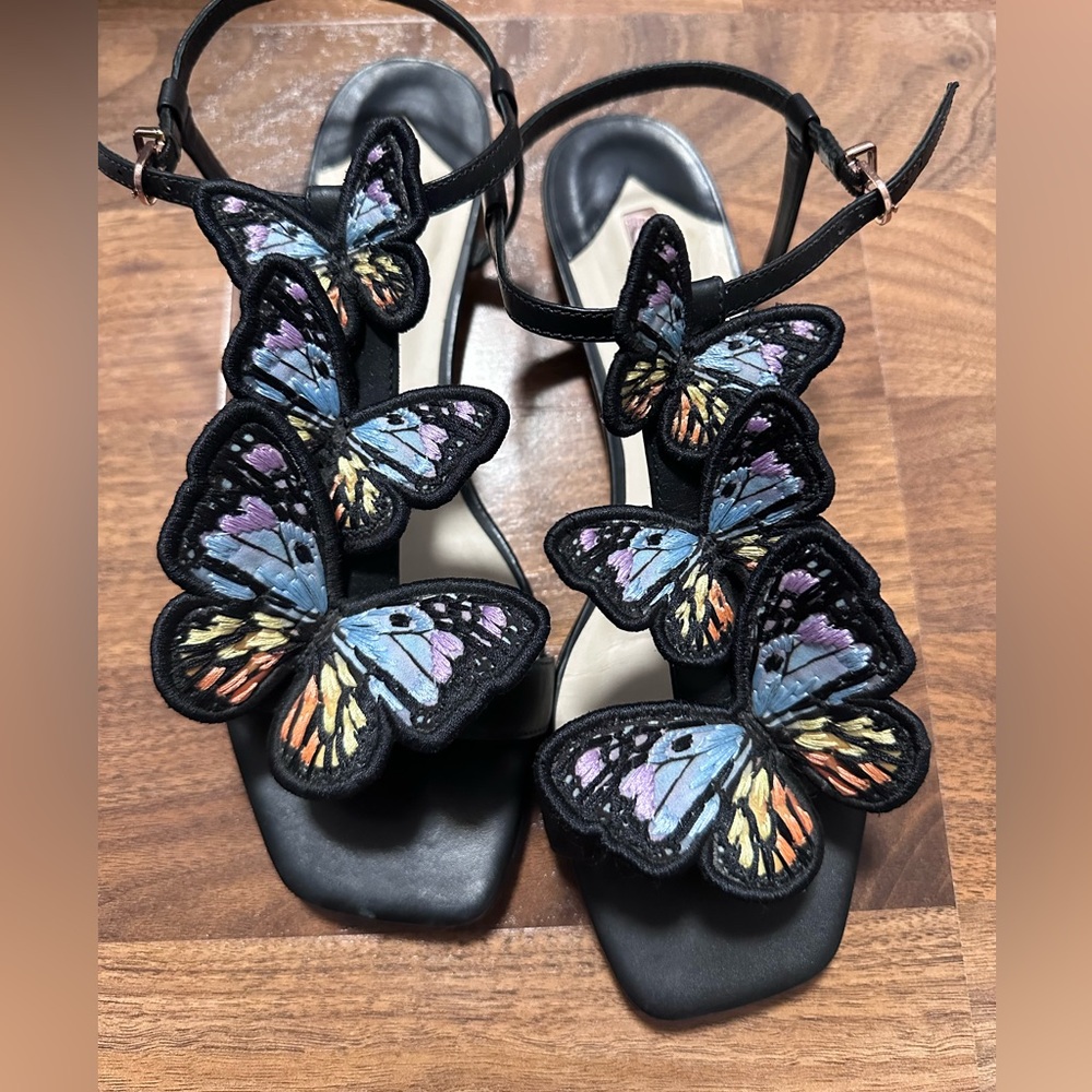 RARE SOPHIA WEBSTER Riva Flat Butterfly Embroidered Sandals 🦋 - Picture 3 of 16